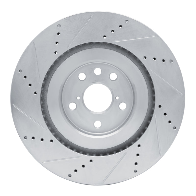 R1 13-25 Lexus IS500 Right Front Drilled & Slotted Silver Brake Rotor