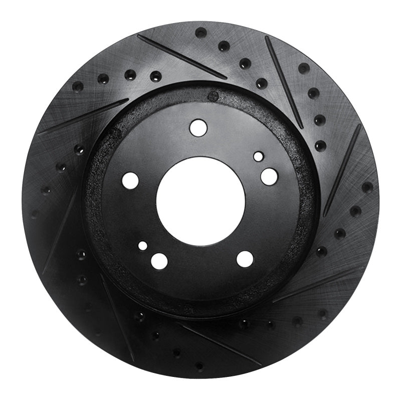R1 05-22 Mitsubishi Outlander PHEV Front Right Drilled & Slotted Black Brake Rotor