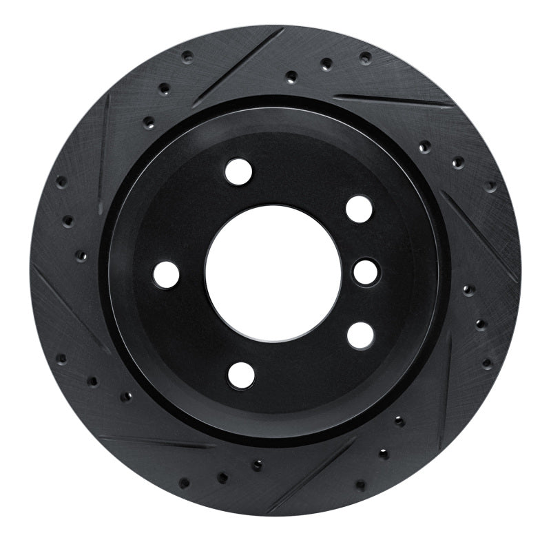 R1 09-16 BMW Z4 Rear Left Drilled & Slotted Black Brake Rotor