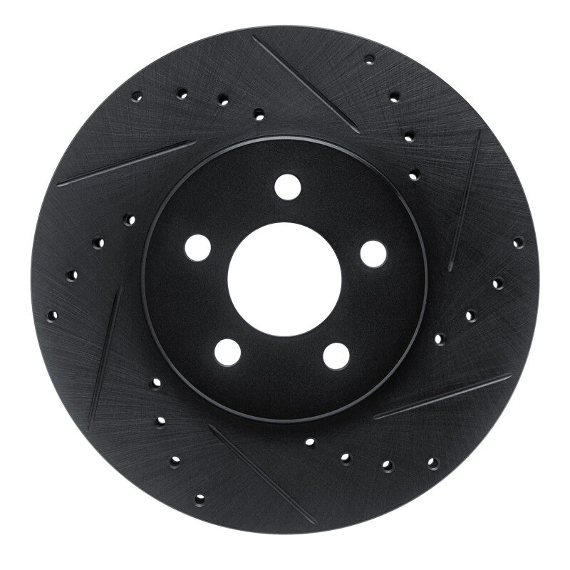 R1 89-95 Chrysler Daytona Front Right Drilled & Slotted Black Brake Rotor