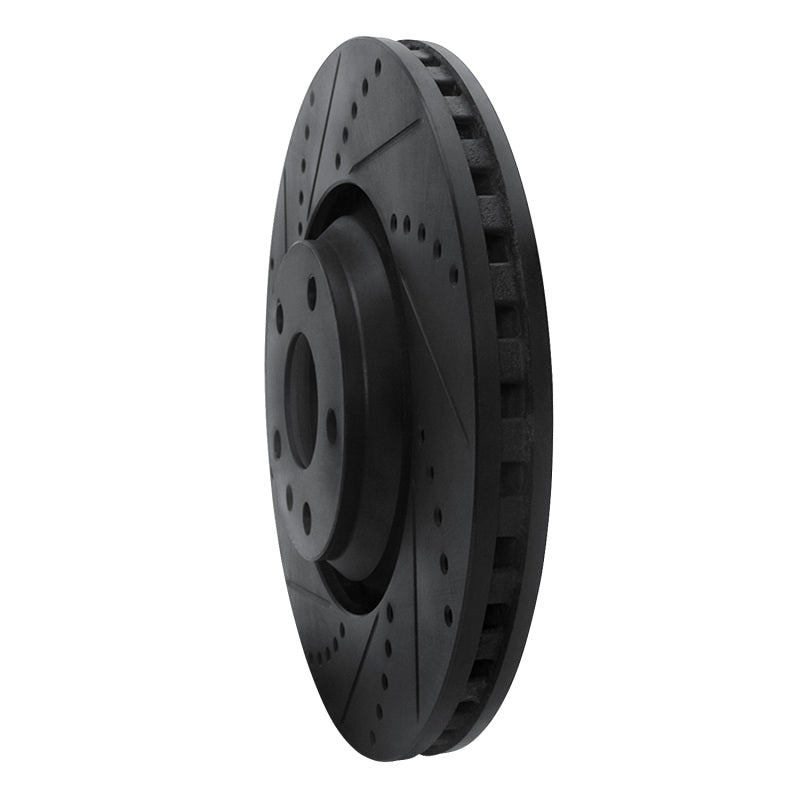 R1 08-11 Audi TT Quattro Front Left Drilled & Slotted Black Brake Rotor