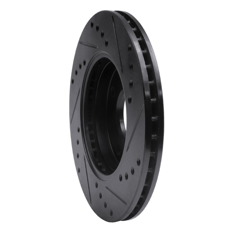 R1 00-15 Ford Focus Front Left Drilled & Slotted Black Brake Rotor