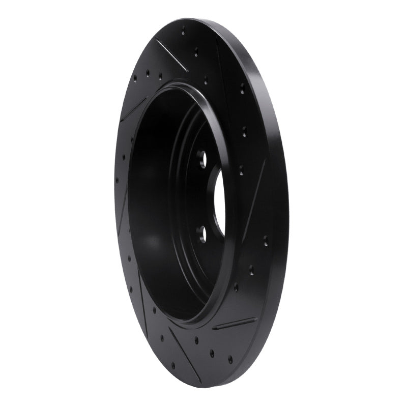 R1 11-22 Dodge Durango Rear Left Drilled & Slotted Black Brake Rotor