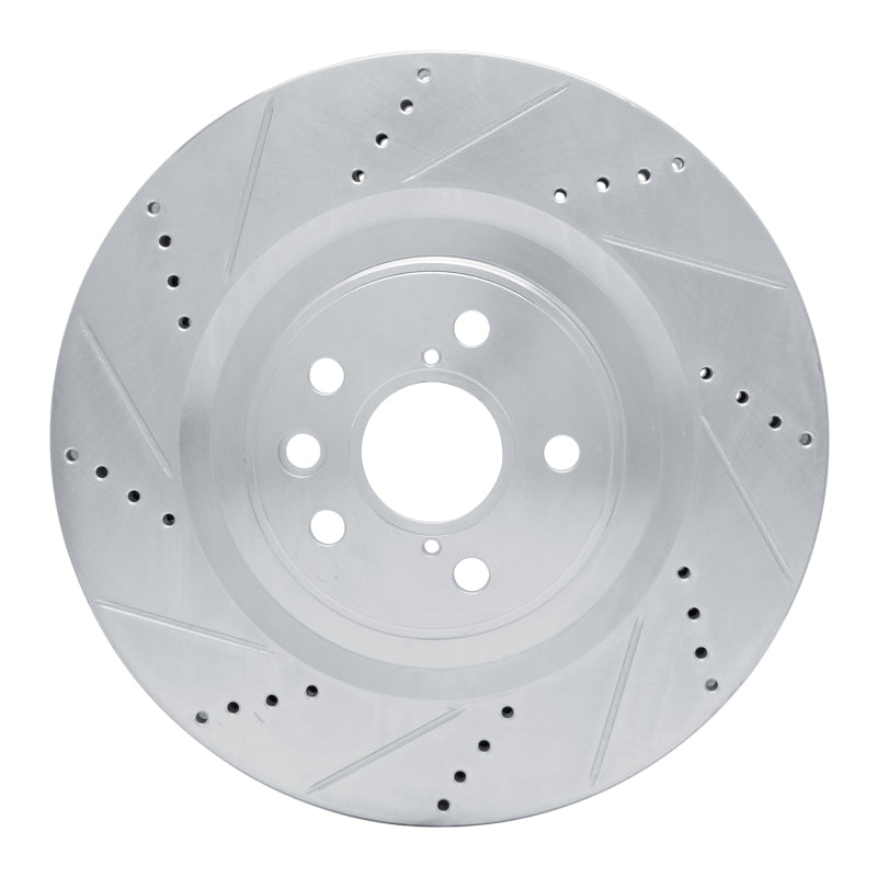 R1 13-25 Lexus RC300 Left Front Drilled & Slotted Silver Brake Rotor