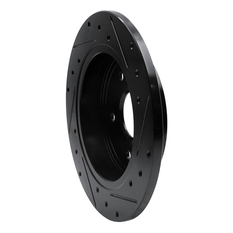 R1 10-13 Suzuki Kizashi Rear Left Drilled & Slotted Black Brake Rotor