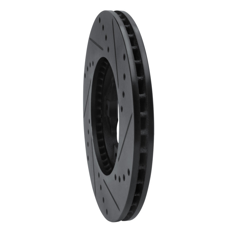 R1 92-98 Acura TL Front Left Drilled & Slotted Black Brake Rotor