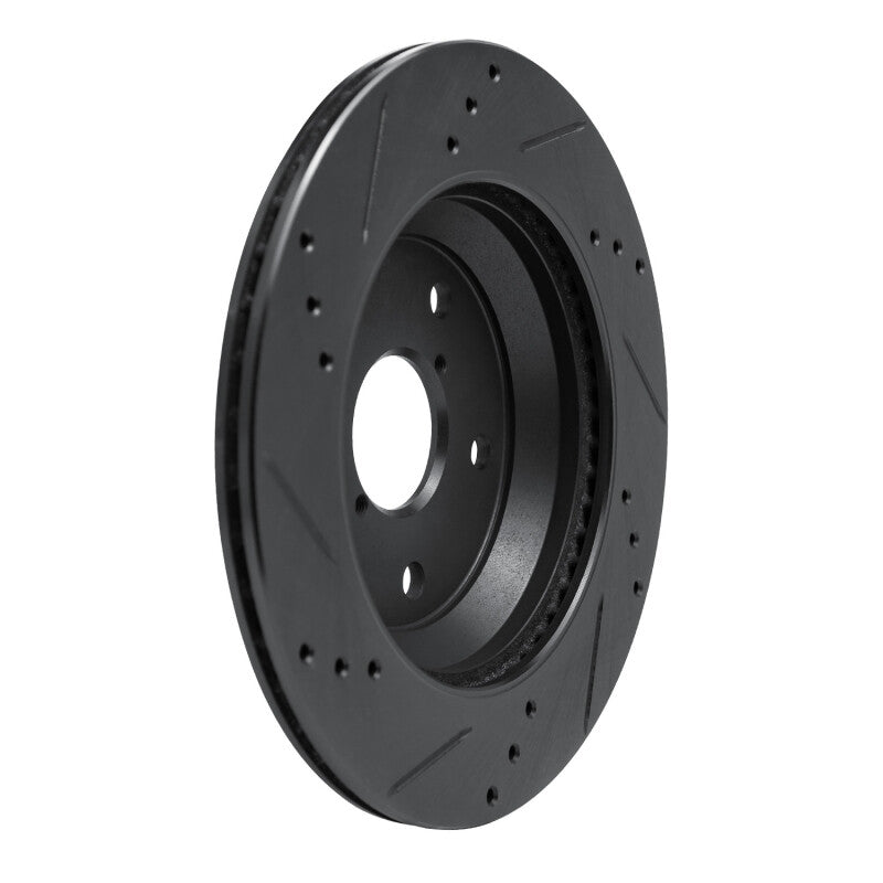 R1 -25 Subaru Crosstrek Rear Right Drilled & Slotted Black Brake Rotor