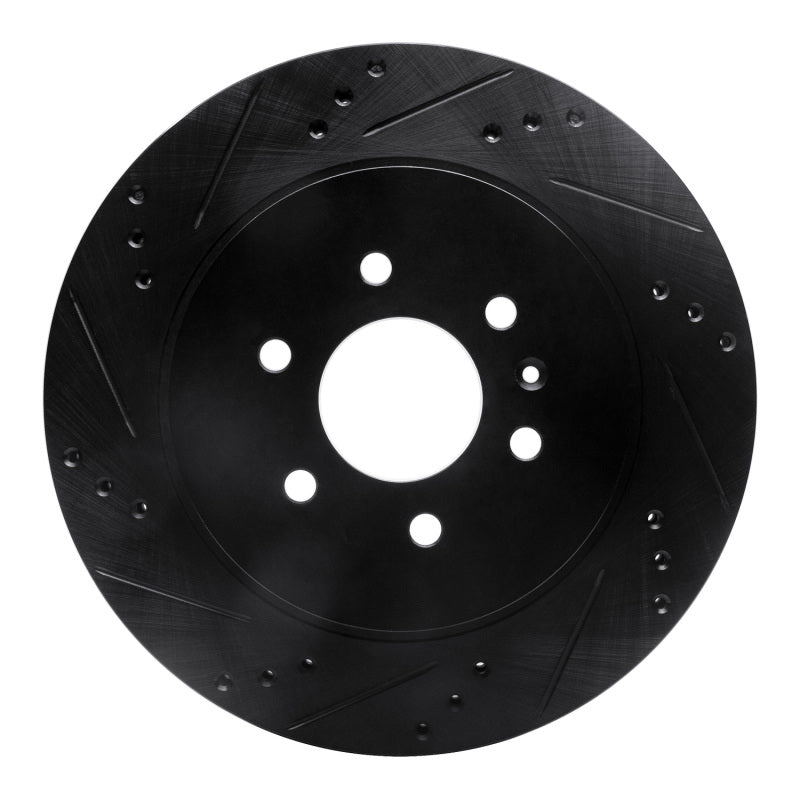R1 04-09 Cadillac SRX Rear Left Drilled & Slotted Black Brake Rotor