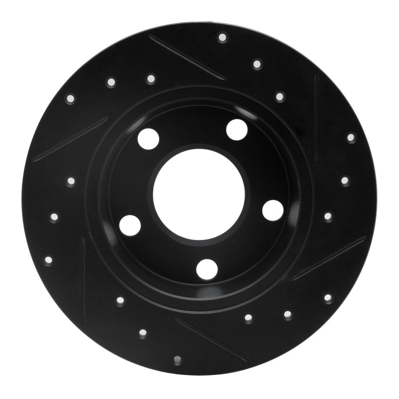 R1 99-05 Audi Allroad Rear Left Drilled & Slotted Black Brake Rotor