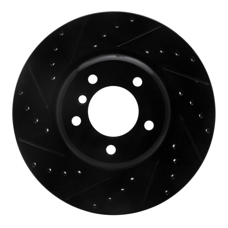 R1 06-13 BMW 135I Front Left Drilled & Slotted Black Brake Rotor