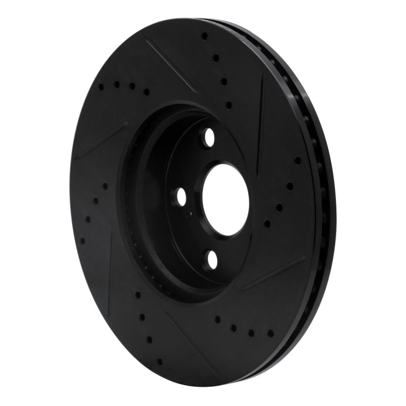 R1 08-19 Pontiac Vibe Front Left Drilled & Slotted Black Brake Rotor