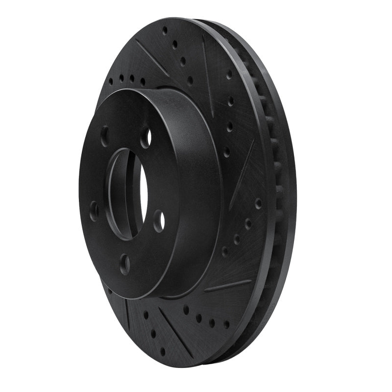 R1 02-07 Jeep Liberty Front Right Drilled & Slotted Black Brake Rotor