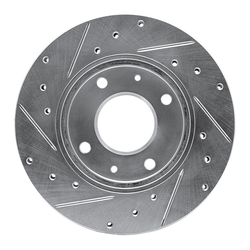 R1 88-07 Dodge Colt Front Right Drilled & Slotted Silver Brake Rotor