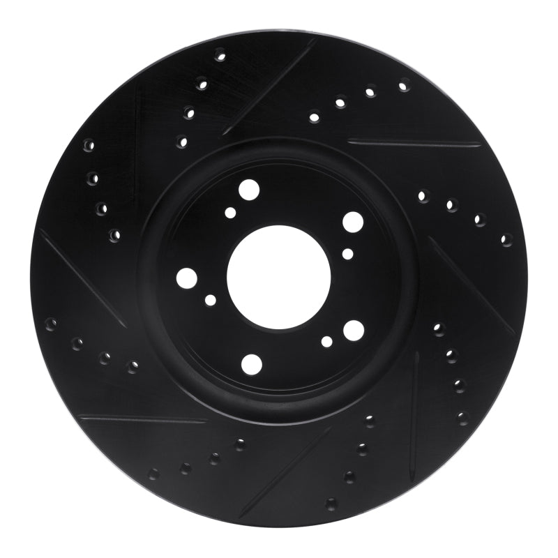 R1 13-22 Honda Accord Coupe Front Right Drilled & Slotted Black Brake Rotor