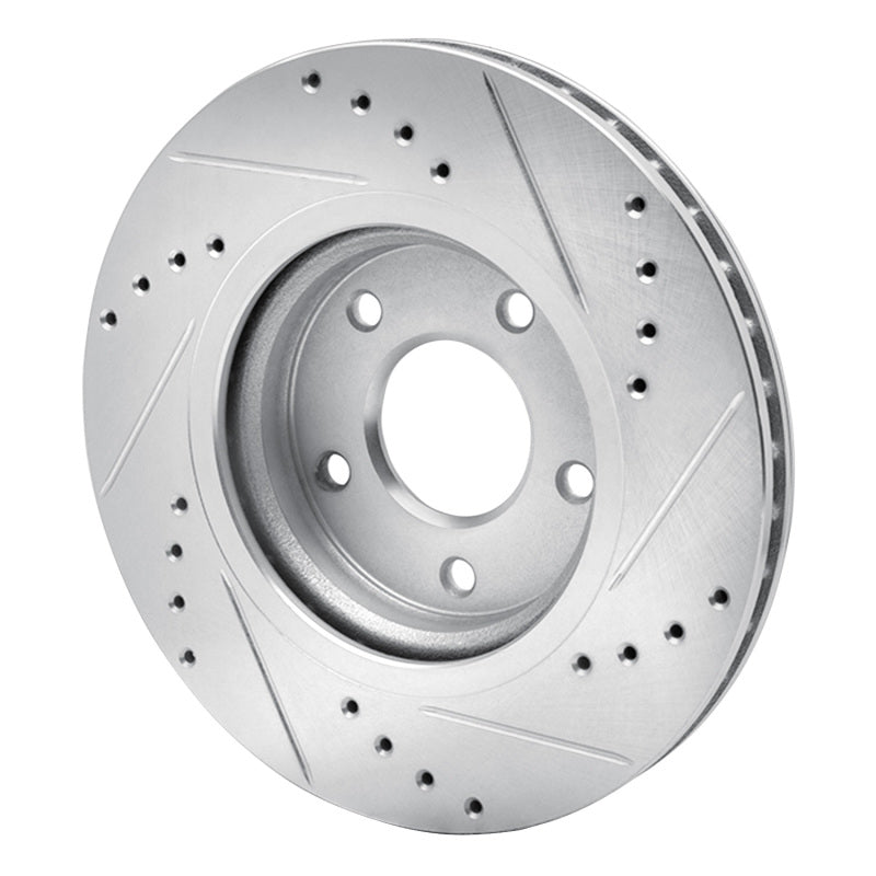 R1 14-23 Nissan Leaf Front Left Drilled & Slotted Silver Brake Rotor
