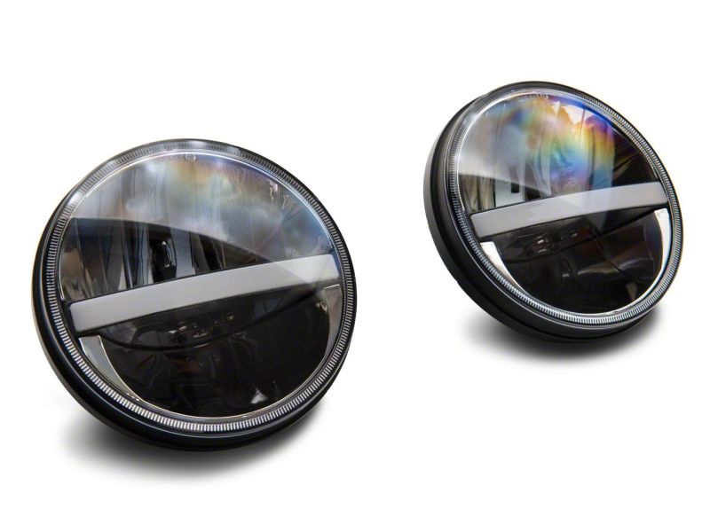 Raxiom 97-18 Jeep Wrangler TJ & JK Axial 7-In LED Headlights w/ DRL - Black Housing (Clear Lens)