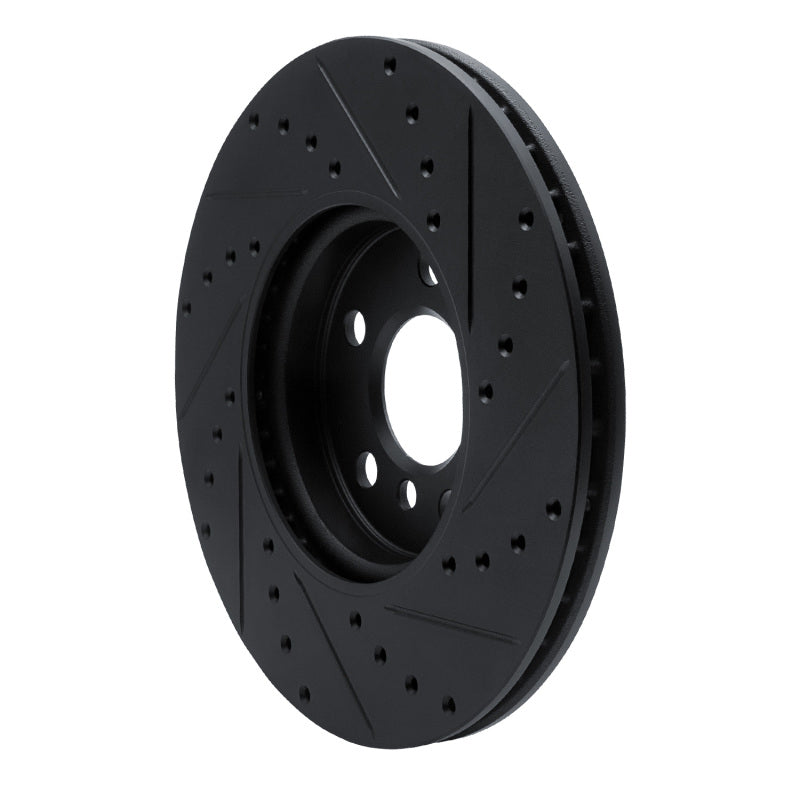 R1 16-24 Mini Cooper Countryman Front Left Drilled & Slotted Black Brake Rotor