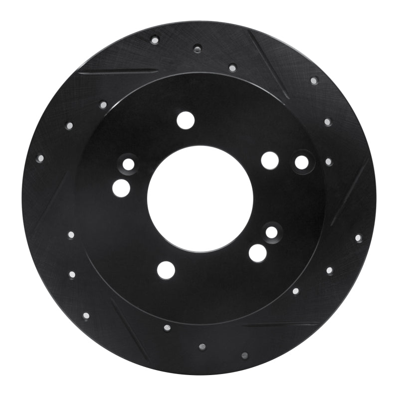 R1 07-12 Kia Rondo (Canada) Rear Right Drilled & Slotted Black Brake Rotor