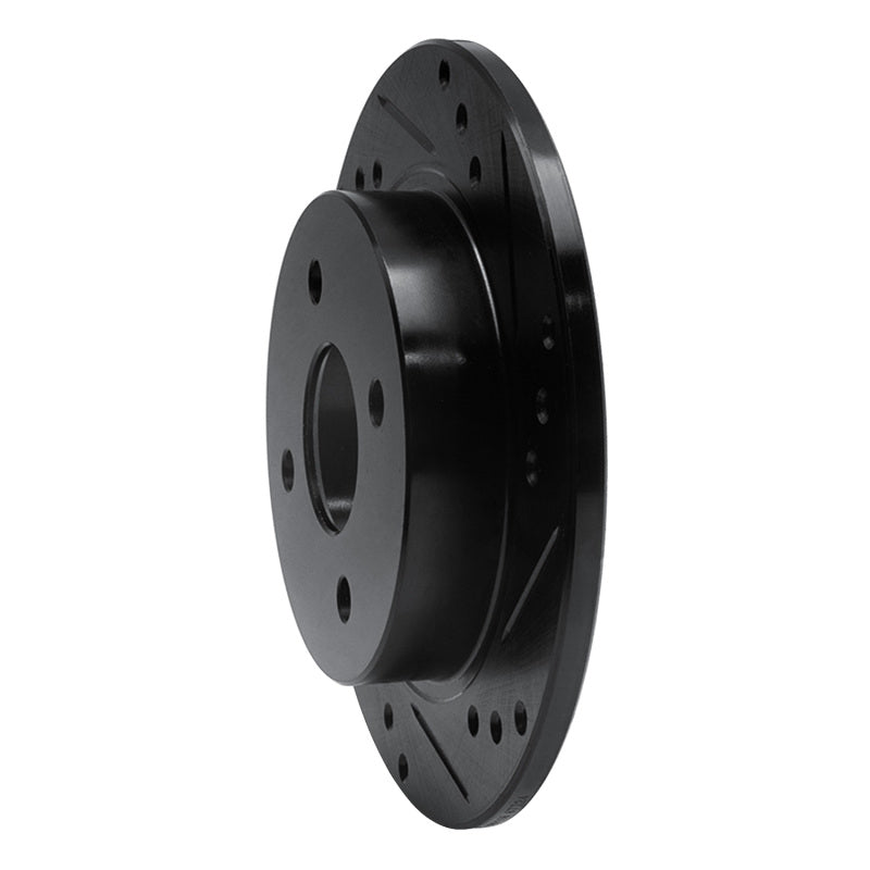R1 91-98 Saturn SL Rear Right Drilled & Slotted Black Brake Rotor