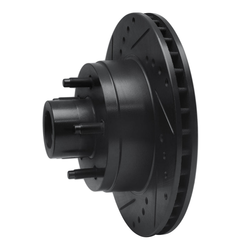 R1 79-91 Ford LTD Front Left Drilled & Slotted Black Brake Rotor