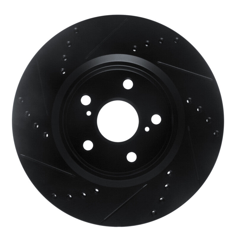 R1 18-22 Toyota C-HR Front Right Drilled & Slotted Black Brake Rotor