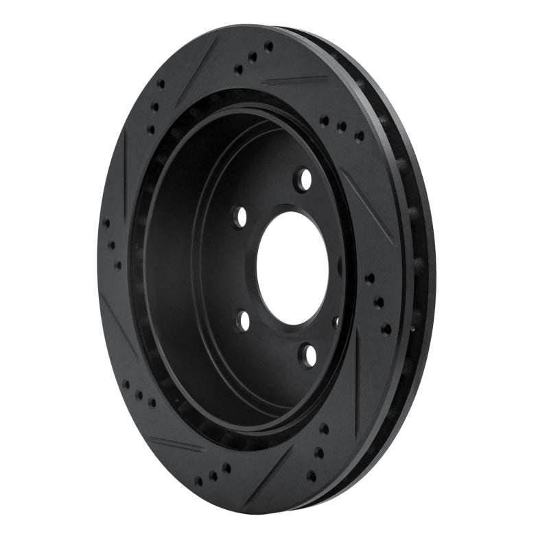 R1 03-11 Cadillac STS Rear Right Drilled & Slotted Black Brake Rotor
