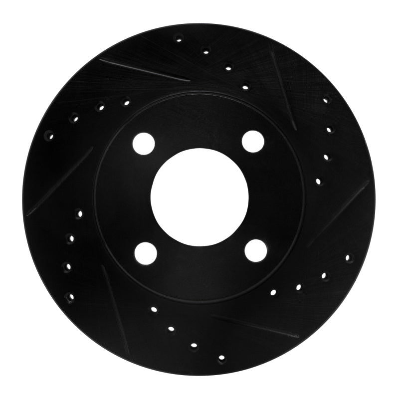 R1 90-91 Audi 90 Quattro Front Right Drilled & Slotted Black Brake Rotor