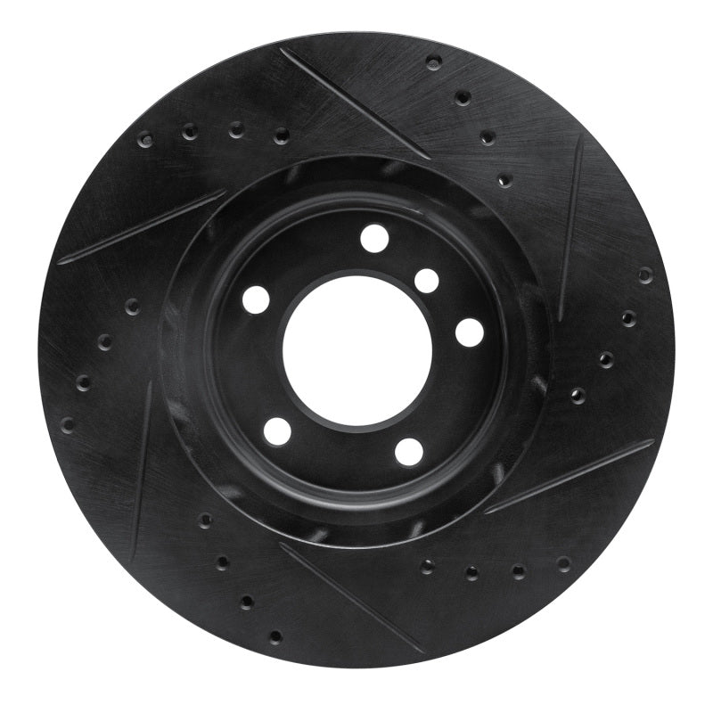 R1 95-99 BMW M3 E36 Right Front Drilled & Slotted Black Brake Rotor