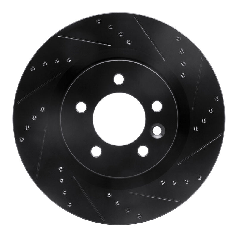 R1 05-09 Land Rover LR3 Front Right Drilled & Slotted Black Brake Rotor