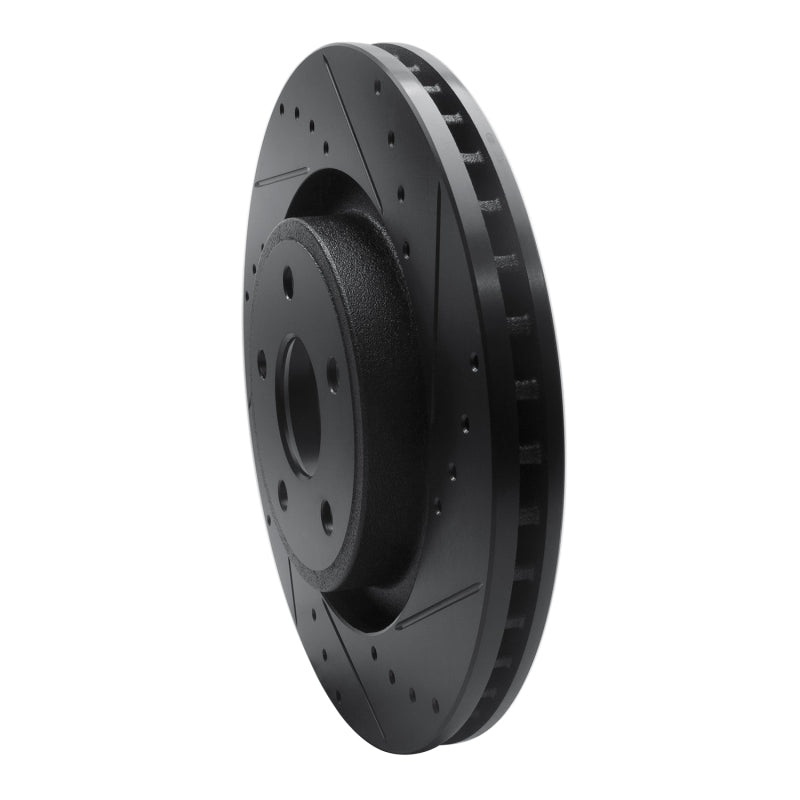R1 06-10 Jeep Grand Cherokee Front Right Drilled & Slotted Black Brake Rotor