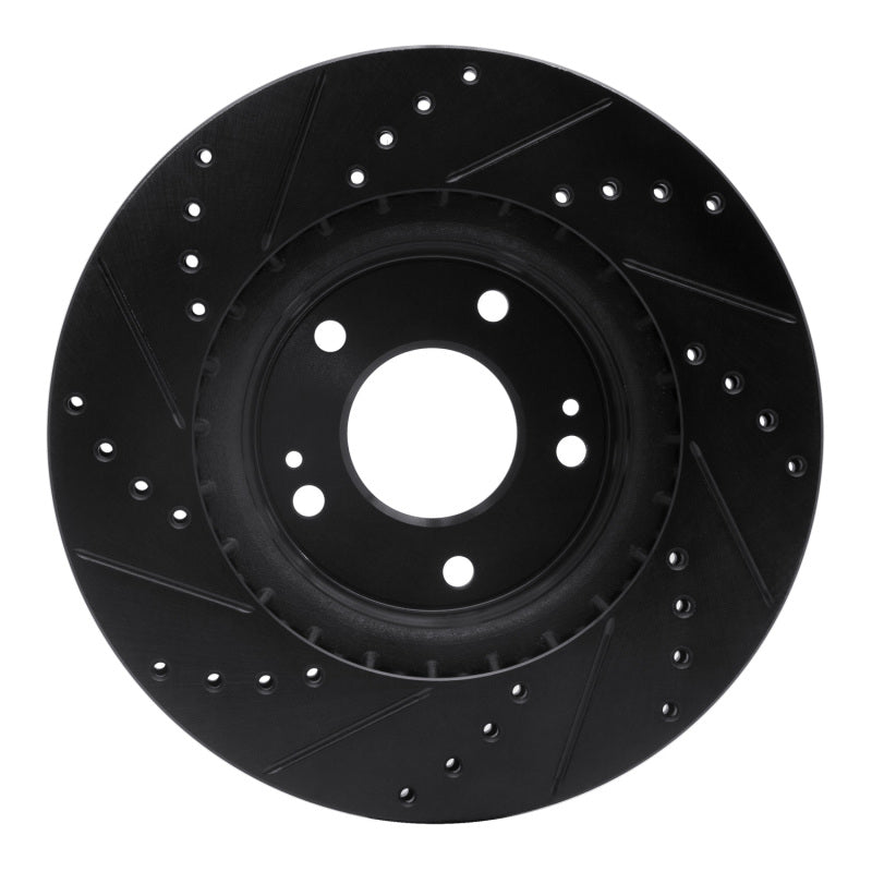 R1 15-25 Hyundai Kona Front Right Drilled & Slotted Black Brake Rotor