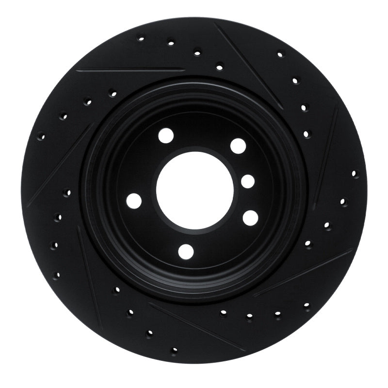 R1 01-06 BMW 330CI Rear Left Drilled & Slotted Black Brake Rotor