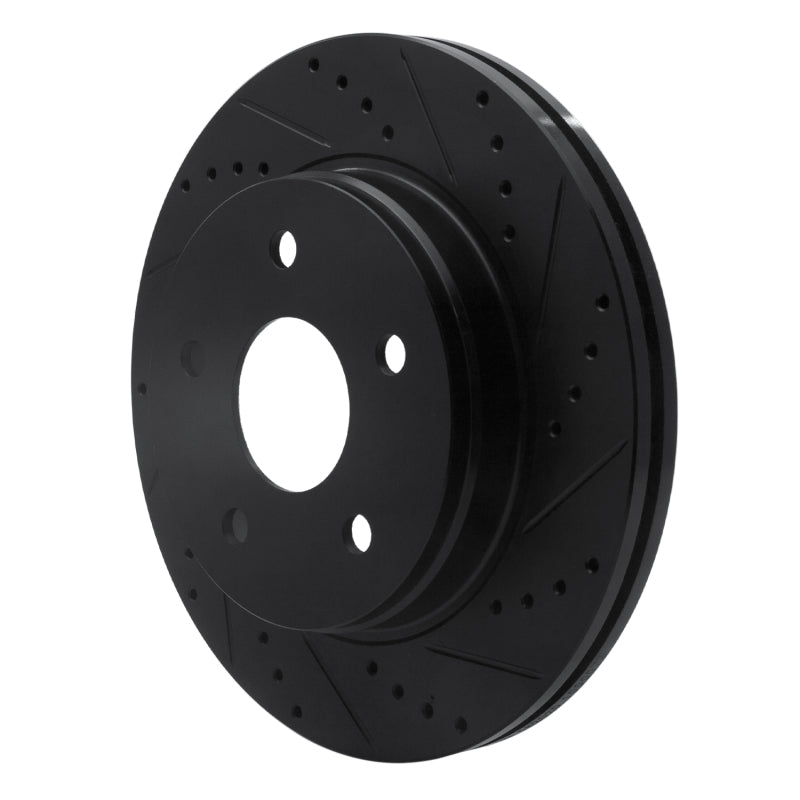 R1 02-24 Chrysler ASPEN Front Right Drilled & Slotted Black Brake Rotor