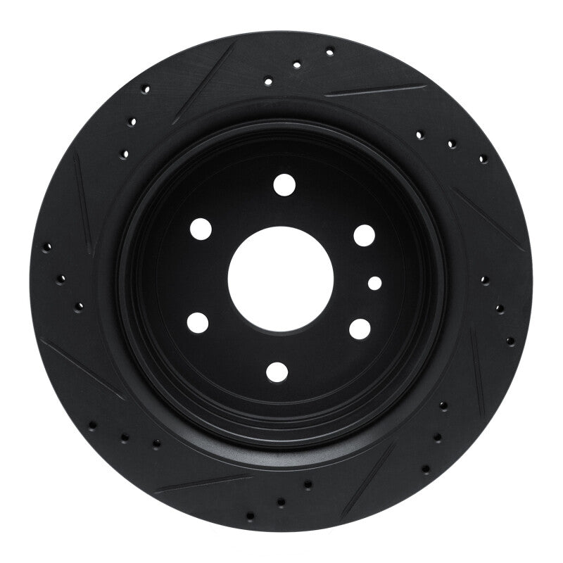 R1 13-19 Cadillac XTS Rear Right Drilled & Slotted Black Brake Rotor