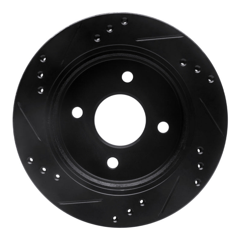 R1 95-04 Ford Contour Rear Right Drilled & Slotted Black Brake Rotor