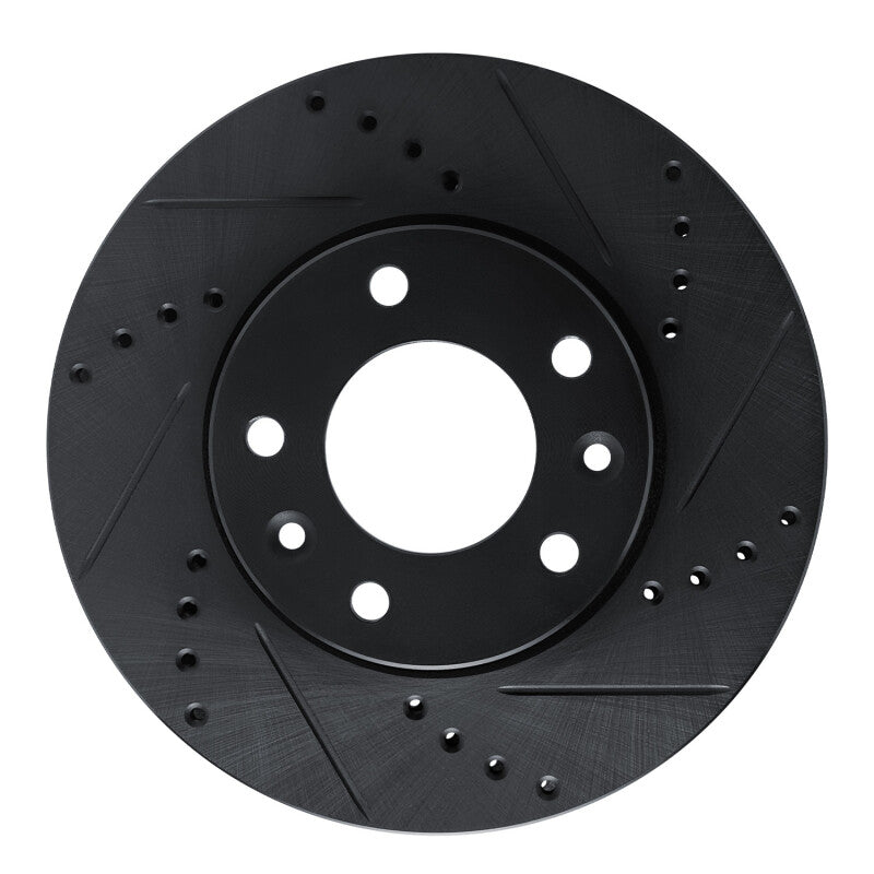 R1 03-05 Kia Sedona Front Right Drilled & Slotted Black Brake Rotor