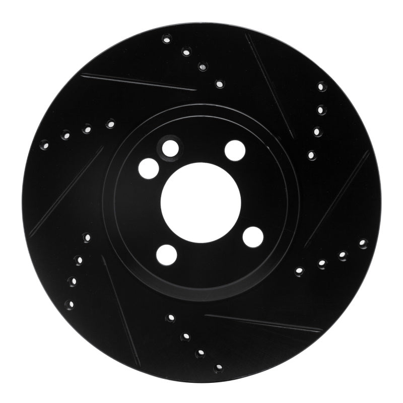 R1 07-15 Mini Cooper (Excl Clubman) Front Right Drilled & Slotted Black Brake Rotor
