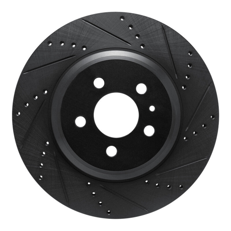 R1 17-25 Tesla Model 3 Rear Right Drilled & Slotted Black Brake Rotor
