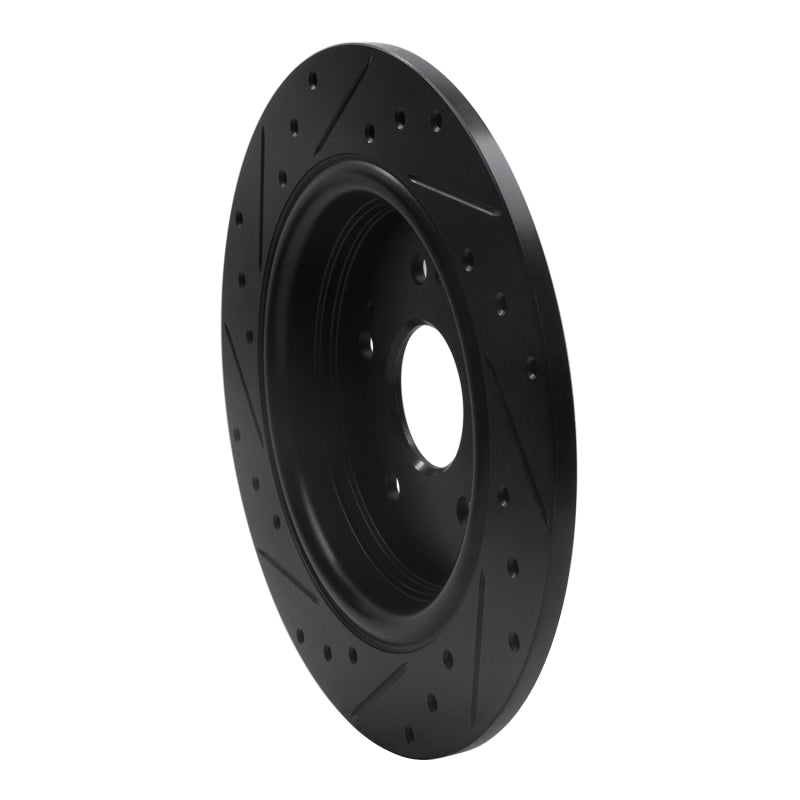 R1 15-25 Acura TLX Rear Right Drilled & Slotted Black Brake Rotor