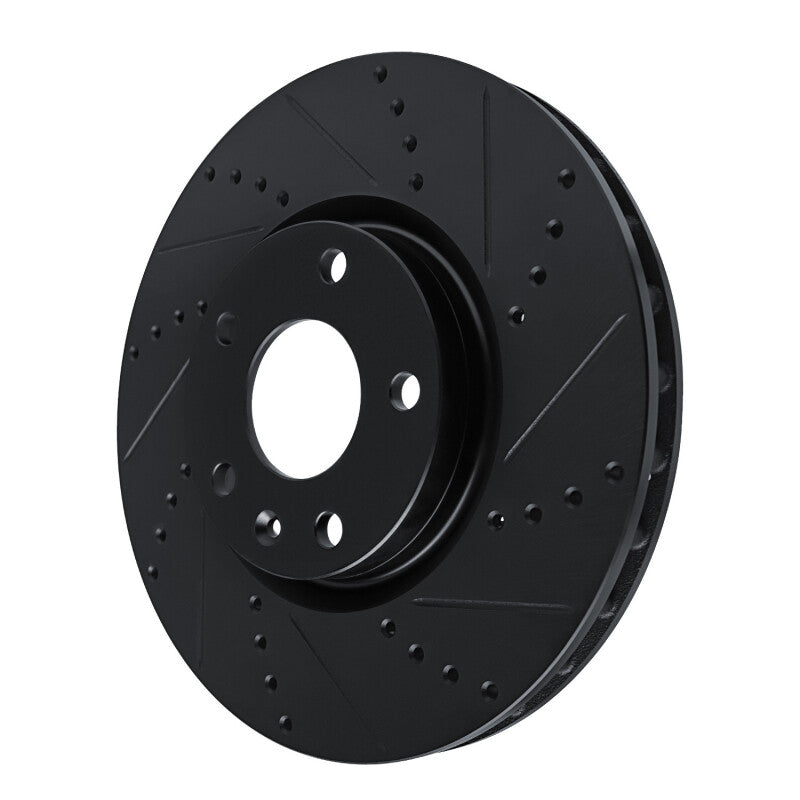 R1 14-19 Chevrolet Corvette Front Right Drilled & Slotted Black Brake Rotor