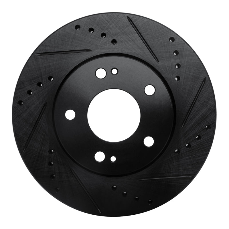 R1 00-24 Chrysler SEBRING Front Right Drilled & Slotted Black Brake Rotor