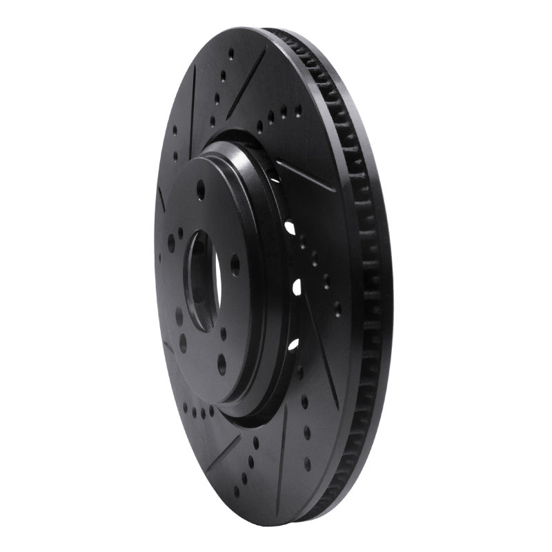 R1 16-22 Acura ILX Front Left Drilled & Slotted Black Brake Rotor