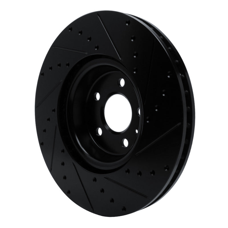 R1 2018-2025 Audi S5 Sportback Front Left Drilled & Slotted Black Brake Rotor
