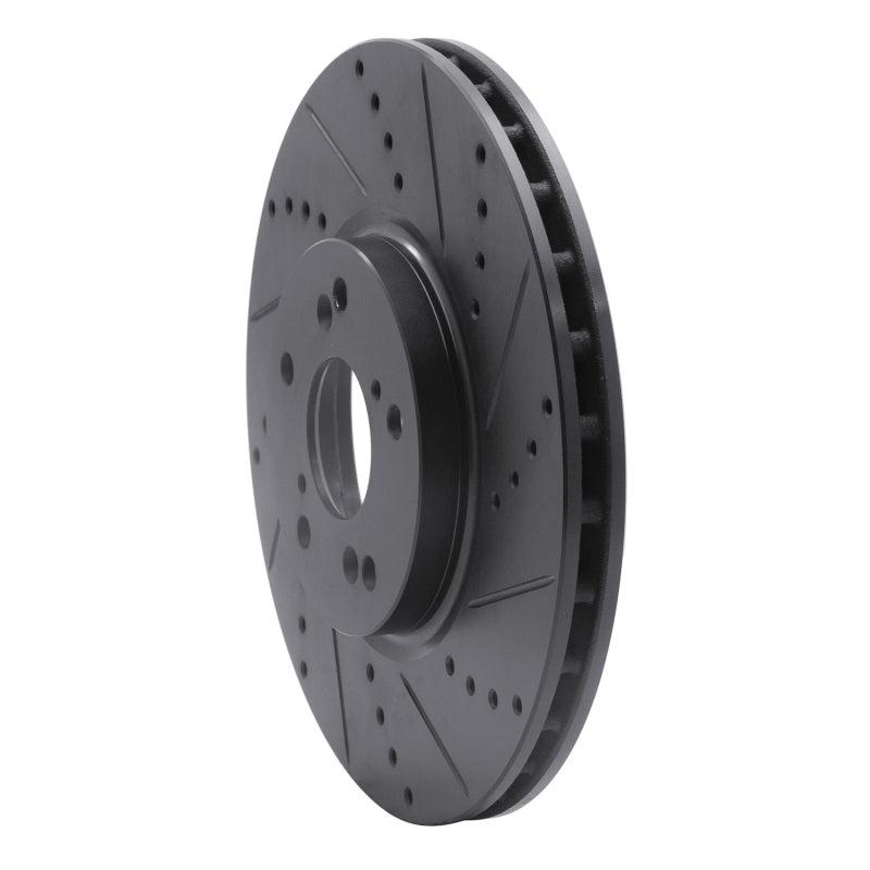 R1 04-08 Acura TL Front Right Drilled & Slotted Black Brake Rotor