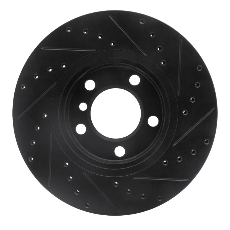 R1 11-16 Mini Cooper Paceman Front Left Drilled & Slotted Black Brake Rotor