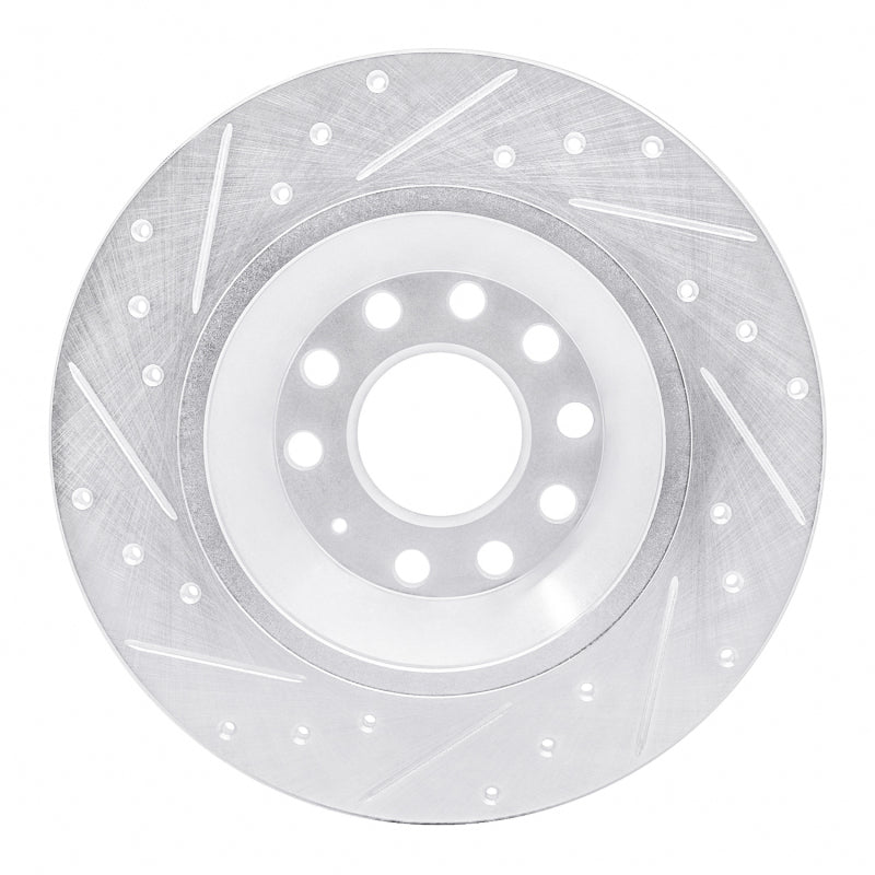 R1 05-11 Audi A6 Quattro Rear Right Drilled & Slotted Silver Brake Rotor