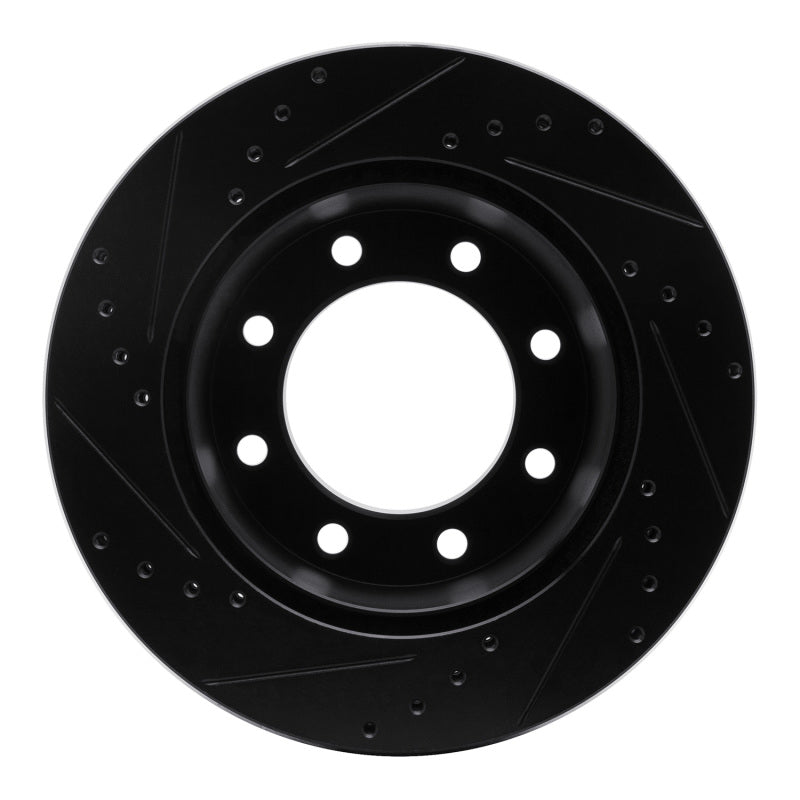 R1 05-12 Ford F-350 Super Duty 4WD Rear Right Drilled & Slotted Black Brake Rotor