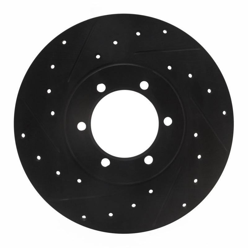 R1 78-82 Nissan 720 DATSUN Front Left Drilled & Slotted Black Brake Rotor