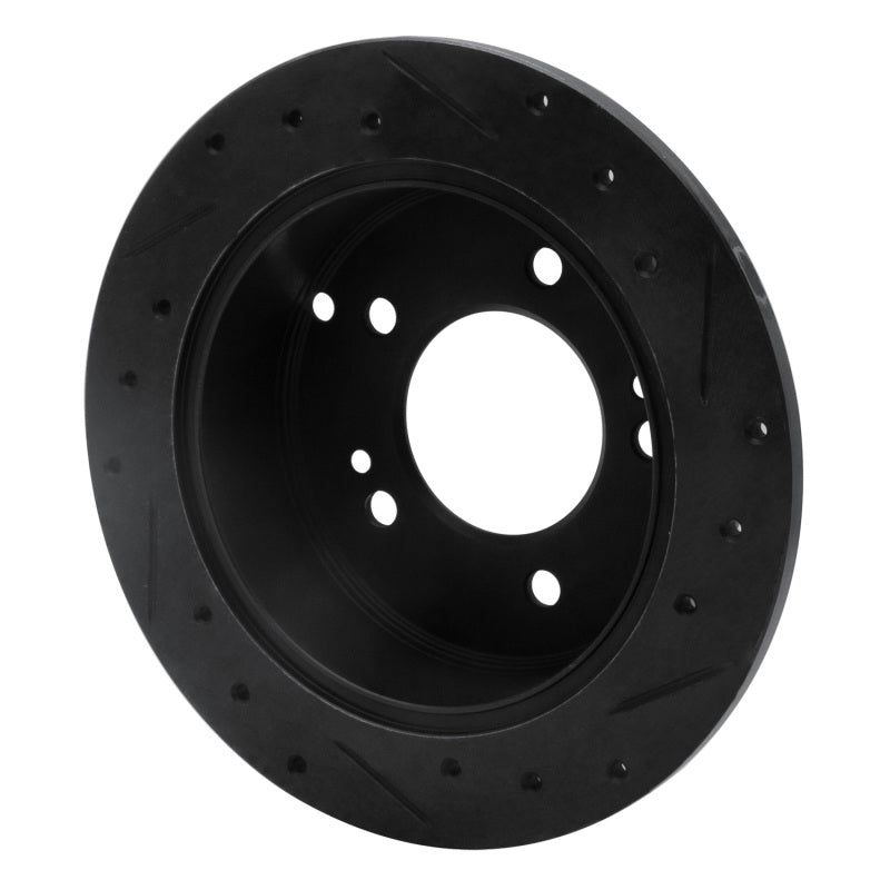 R1 01-10 Hyundai XG300 Rear Left Drilled & Slotted Black Brake Rotor