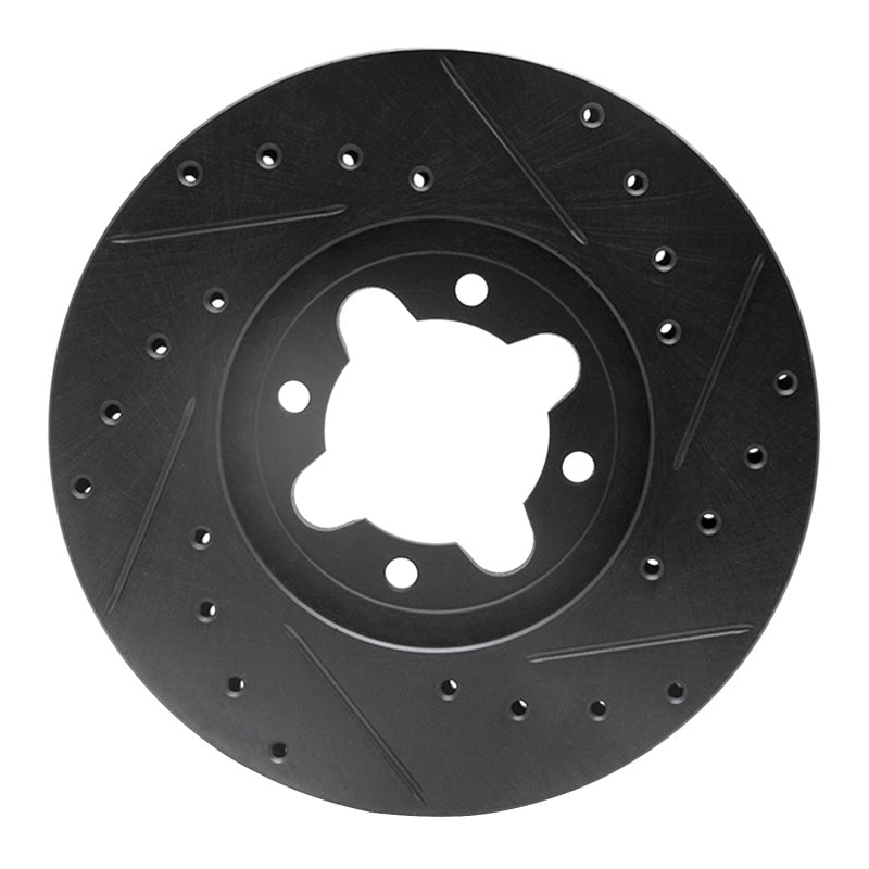 R1 82-85 Toyota Celica Front Left Drilled & Slotted Black Brake Rotor